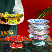 Household ceramic supply plate for Buddha fruit plate Buddha front fruit plate bone porcelain enamel color tray tribute plate tribute plate worship God Tribute Plate