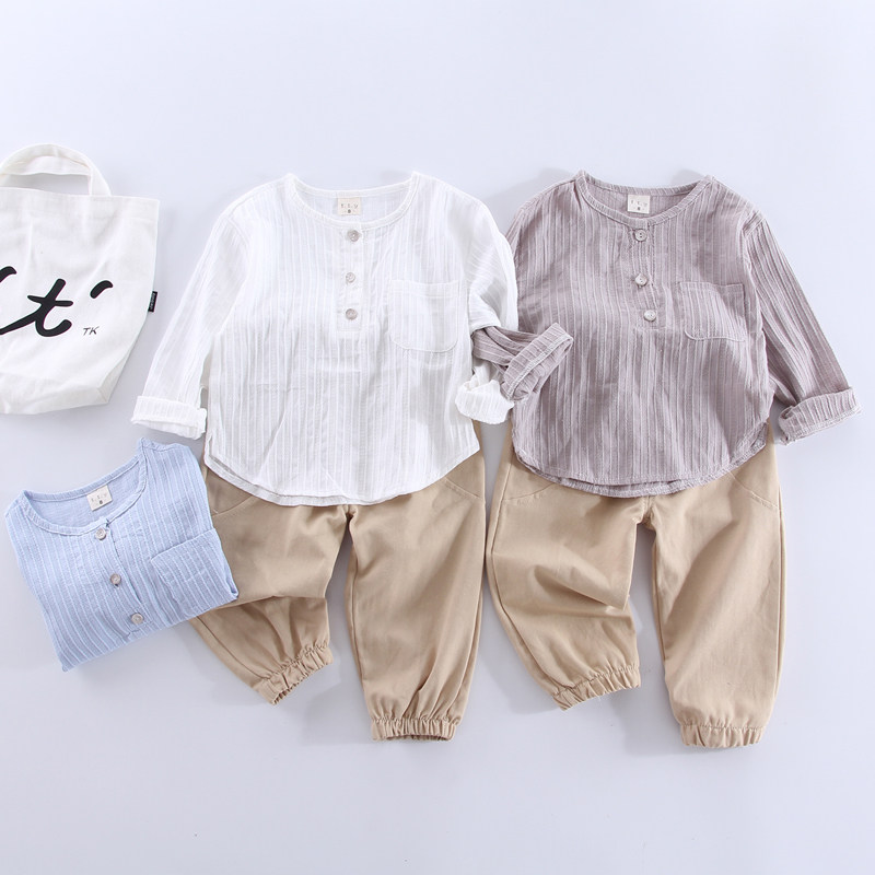 Male Baby Summer Clothing Cotton Linen Suit Children Girl Baby Clothes Boomer Boy 3 Year Old Children Spring Autumn Long Sleeve 1
