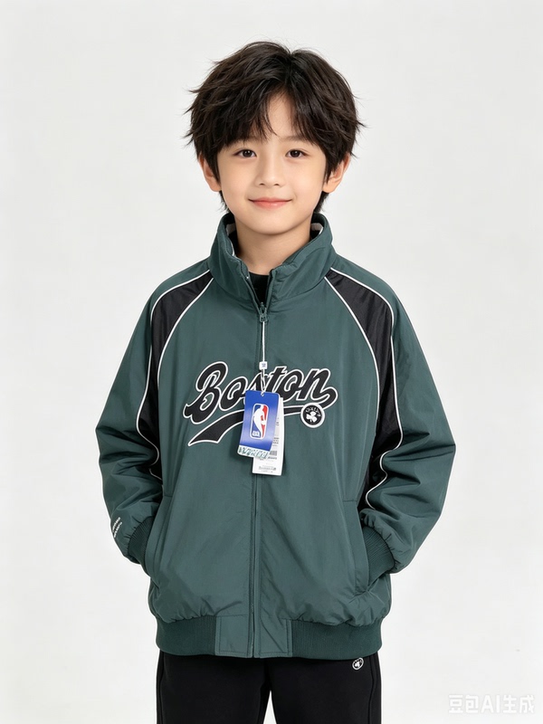 Nba Kids Boys' Spring and Autumn Style Brooklyn Nets Collaboration Letter Logo Zip-Up Jacket