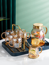 Cold water kettle household high borosilicate glass cold water cup set lemon ice kettle Nordic style high-value light luxury water set