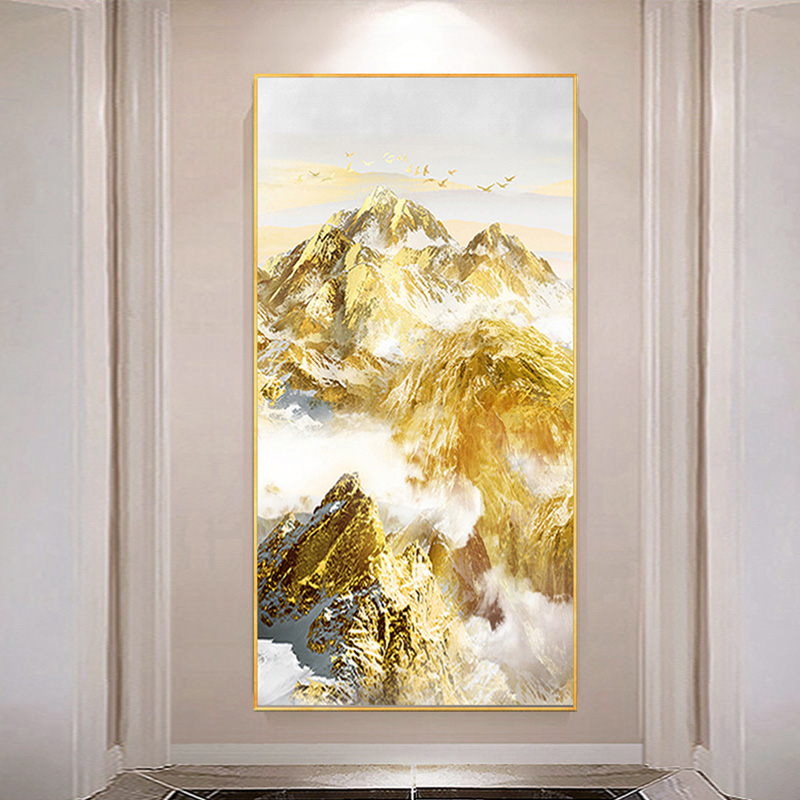 Zhizhao Jinshan Hand-painted Oil Painting Hyun Guan Decoration Painting Modern Brief Corridor Hang Painting Light Extravagant Gold Leaf Solid Painting Custom-Taobao