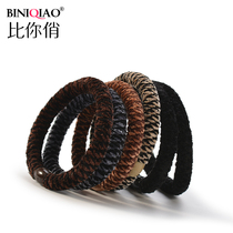 6 sets Hairband simple high-elastic hair rope thick head rope black rubber band tie hair floral headdress hair accessories