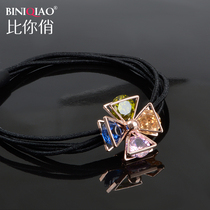 Simple Lady artificial zircon Hairband rhinestone crystal head rope temperament celebrity rubber band tie hair with accessories