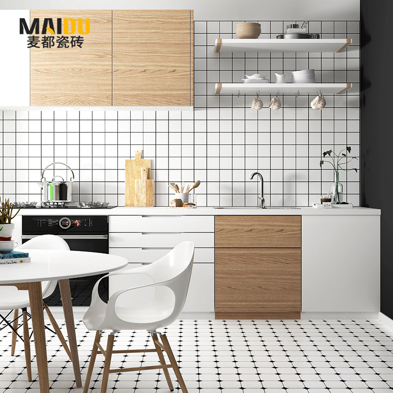 Nordic Tile Black & White Plaid Brick 300X600 Dining Room Drinks Shop Background Fancy Brick Makeup Room Balcony Kitchen Wall