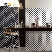 Nordic geometric line maze Jane European black and white tiles 300 flower pieces Kitchen bathroom small floor tiles Bar wall tiles