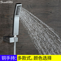 Bathroom hotel All copper water-saving pressurized hand shower Single head black shower brushed gold portable shower small nozzle