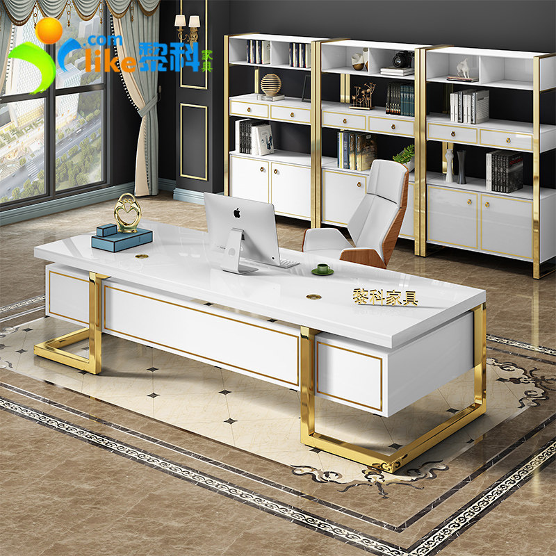 Baking Lacquered Lady Boss Table President Desk Fashion Creative Big Bandae Brief Modern Light Extravagant Manager Table & Chairs Combination