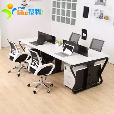 Simple four-person screen staff desk and chair combination 4-person office desk steel frame computer desk employee card position