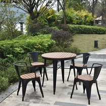 Nordic luxury table home designer retro iron long square table simple coffee round table milk tea shop negotiation table