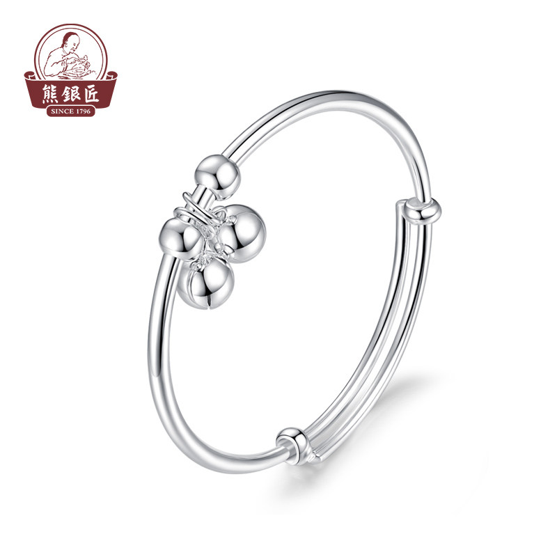 Bear silver smith big boy and girl in the silver bracelet of the big boy and woman simple light bell solid foot bracelet