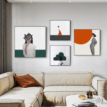 2021 Modern simple living room decorative painting Nordic characters Literary bedroom photo wall combination Green orange mural