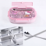 Hello Kitty, посуда для кормления, комплект из нержавеющей стали, палочки для еды, ложка, обеденная тарелка, 3 предмета