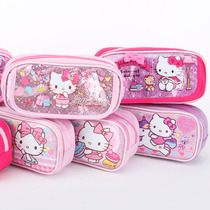 Hello Kitty primary school children multi-purpose cute pencil case girl KT College pink multi-layer stationery case stationery bag