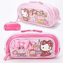 New KT Hello Kitty children primary and secondary school students Girls large capacity multi-layer pen bag stationery bag cute bow pencil case