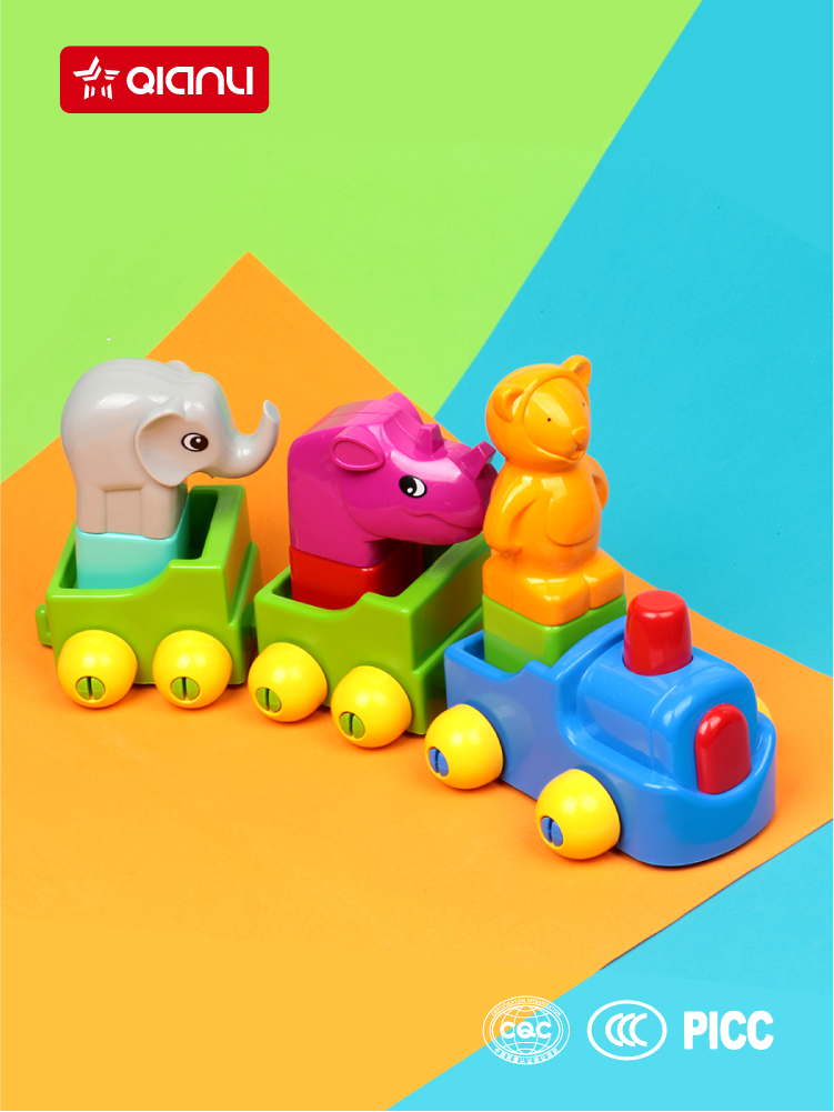 Potential children's puzzle plug-in small train building block set Baby boys and girls 2-3-6 years old children's assembly toys