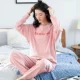 Bộ đồ ngủ nữ xuân thu cotton mỏng dài tay phiên bản hàn quốc có thể mặc bên ngoài bộ đồ hai mảnh vải cotton mặc nhà thu đông của học sinh - Cặp đôi