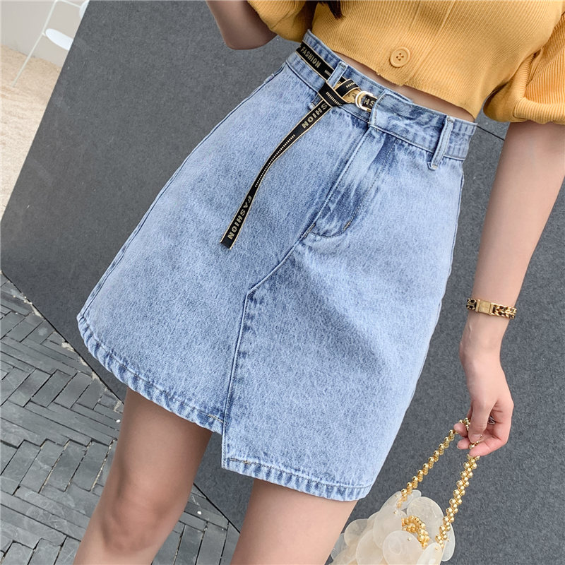 Lưng cao váy của phụ nữ năm 2020 mùa hè mới mỏng denim váy sang trọng váy bất thường quấn hông một chiếc váy từ