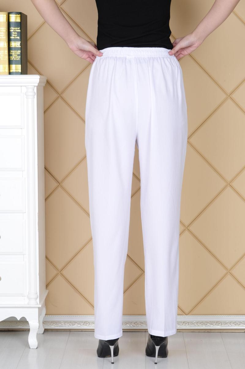 Mùa hè phần mỏng quần mẹ cao eo thẳng quần cotton lụa quần trung niên kích thước lớn lỏng eo chặt chẽ quần âu quần jean baggy nữ
