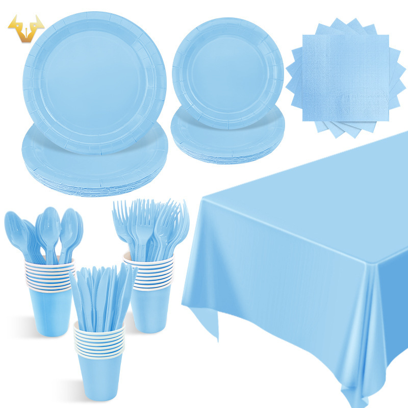 Ocean-Themed Tableware Set Light Blue Paper Napkins Paper Cups Paper Plates Tablecloth Disposable Birthday Party Decoration Dinner Plates Ocean-Themed Tableware Set Light Blue Paper Napkins Paper Cups Paper Plates Tablecloth Disposable Birthday Party Decoration Dinner Plates