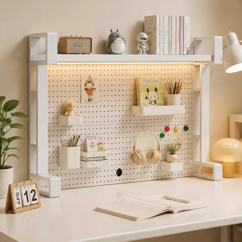 Bookshelf Desktop Pegboard Storage Rack Student Study Office Computer Desk Vertical Multi-Layer Iron Storage Shelf