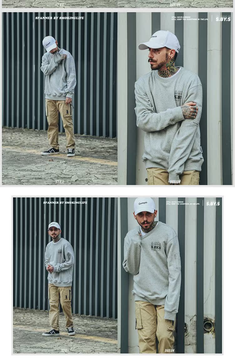 SMOKINGLIFE Kỷ niệm 10 năm Thu thủy triều Cặp đôi Thương hiệu Harajuku Gradient Tiếng Anh In Áo len cao cổ áo hoodie nam