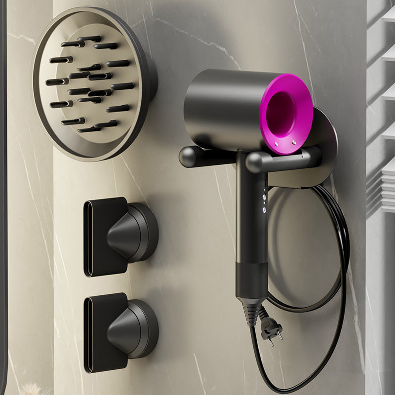 Gun Grey Hair Dryer Shelve perforated bathroom dyson Dyson Dyson Hair Dryer Bracket Makeup room Contained