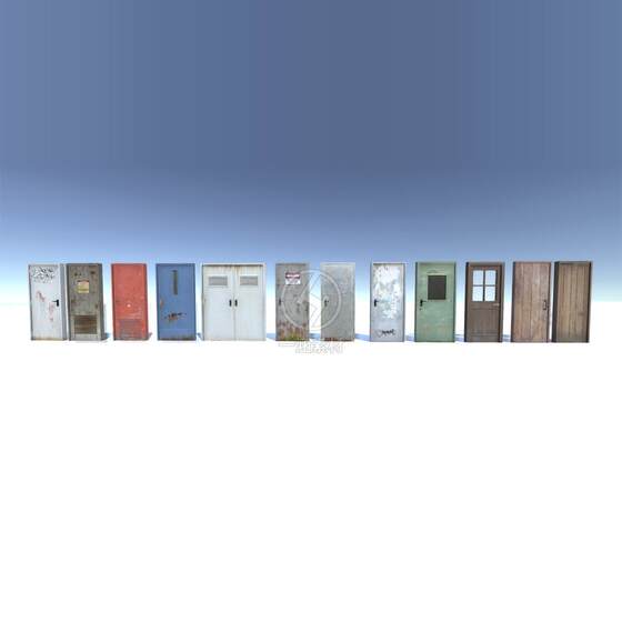 Unity3D Door Model with Sound Effects for Opening and Closing Doors, Without Animation, Wooden Door, Metal Door, Run down Doors