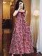 Slightly Plus-Size French Retro Floral Strapless Dress for Women, New Summer Style, High-End, Slim-Fitting, Long Dress