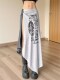 Plus size chubby mm niche design personalized printed twisted irregular skirt women's slit slim versatile long skirt