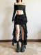 Plus-Size French-Style Spicy Girl Irregular Lace Patchwork Skirt, New High-Waisted Design with Ribbon Short Skirt