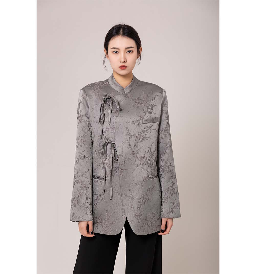 2022 new spring New Chinese suit jacket Female stand collar tray Buttoned Cardiovert Casual Tang Dress Retro National Wind Temperament