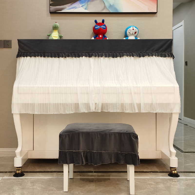 Enlightening minimalist modern frosted velvet half hood lace piano hood children piano cover piano cover for piano cover