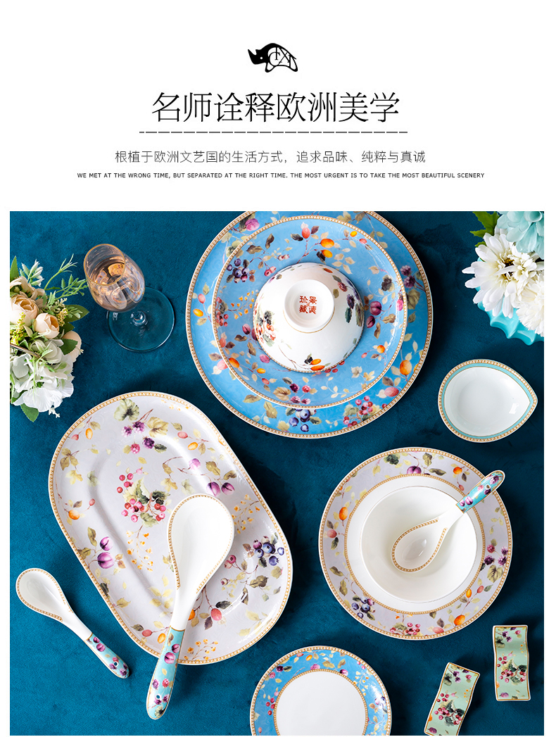 Chinese style suit dishes household combined jingdezhen ceramic tableware light key-2 luxury high - grade dishes suit housewarming gift