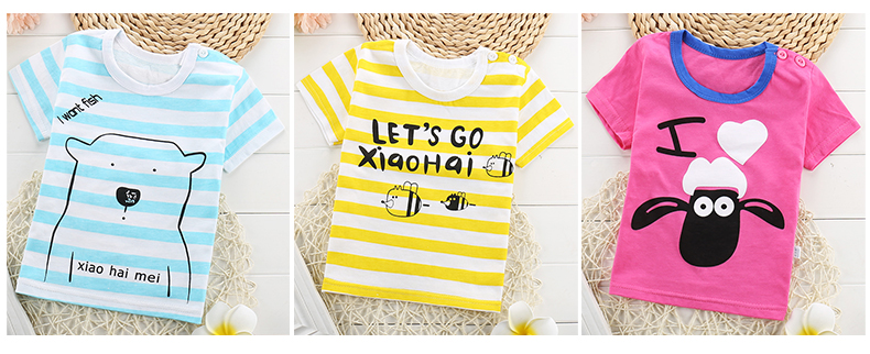 Mùa hè quần áo trẻ em mới bé trai và bé gái Áo thun cotton ngắn tay cho bé gái nửa bé gái nửa tay từ bi trắng áo phông sexy cho bé 