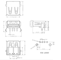 USB-A PCB socket for a USB-A PCB
