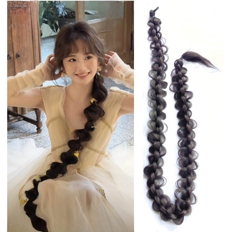 New Style Braided Long and Thick Twist Braid Ponytail Wig Large Braid Tie-On Long Hair Princess Photography New Style Braided Long and Thick Twist Braid Ponytail Wig Large Braid Tie-On Long Hair Princess Photography