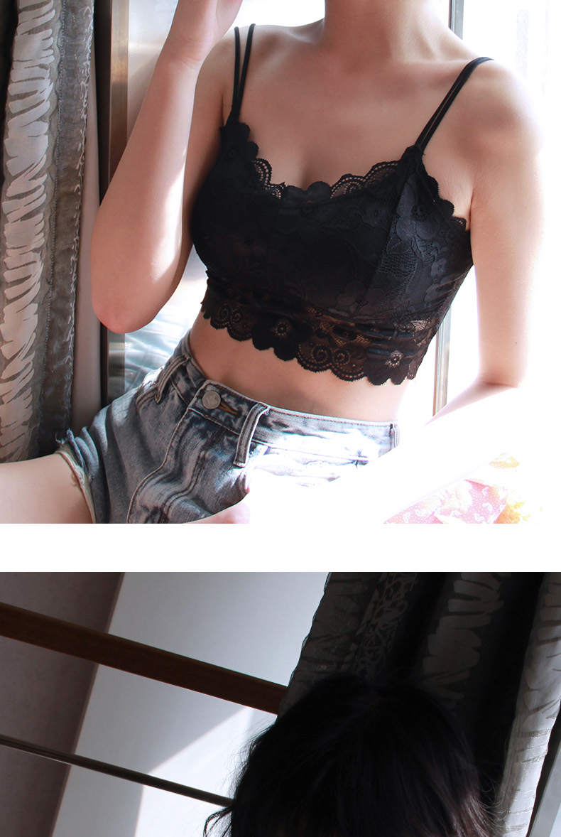 Mùa hè ren ống top phần ngắn đẹp trở lại dây đeo sexy thu thập vest sinh viên nữ sinh trung học bọc ngực đồ lót màu bra