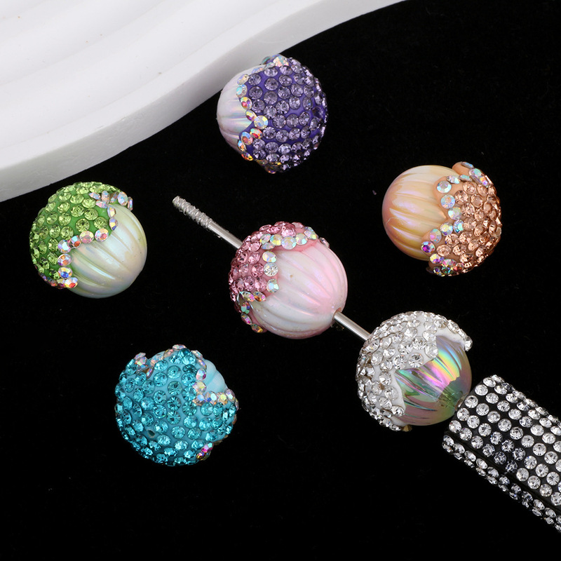 Cross-Border Tk Acrylic Pine Cone Ball Soft Clay Drill Ball with Straight Hole Beads DIY Mobile Phone Keychain Necklace Accessories