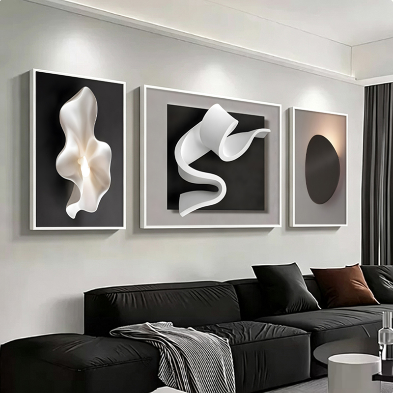 Modern Minimalist Living Room Decorative Painting 2026 New Abstract Art Sofa Background White Wall Hanging Painting Black and White Triptych Modern Minimalist Living Room Decorative Painting 2026 New Abstract Art Sofa Background White Wall Hanging Painting Black and White Triptych