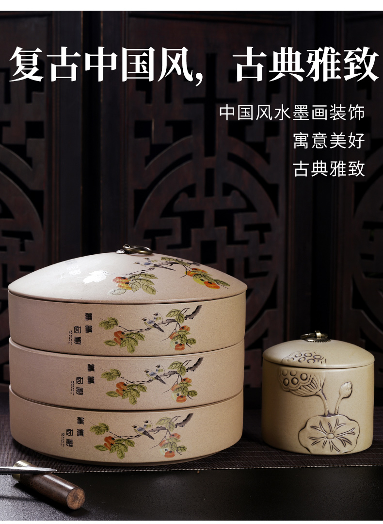 Beauty cabinet coarse pottery tea cake ceramic clay pot store tea POTS tea tin as cans of multilayer large - sized caddy fixings