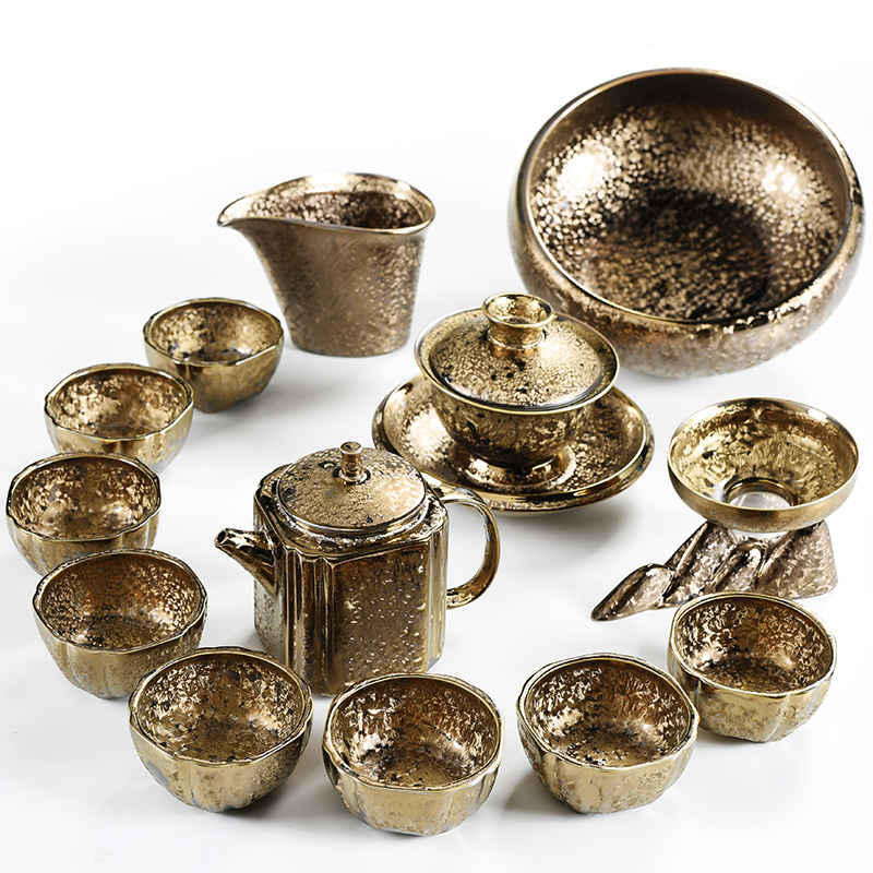 Beauty cabinet household cup tureen Chinese style restoring ancient ways the teapot coppering. As question coppering. As the silver tea set suit kung fu ceramics