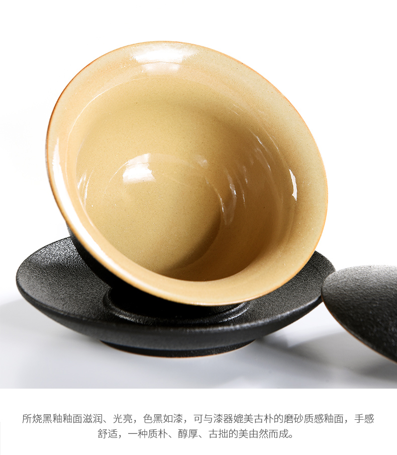 Beauty cabinet tureen large impact of black tea is home only three bowls of coarse pottery tureen ceramic kunfu tea tea tea cup
