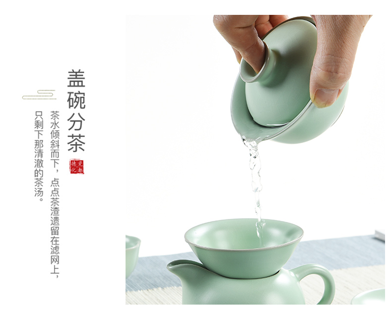 The cabinet kung fu tea set to open The slice your up of a complete set of ceramic tea tureen household suit tea cups to wash The teapot