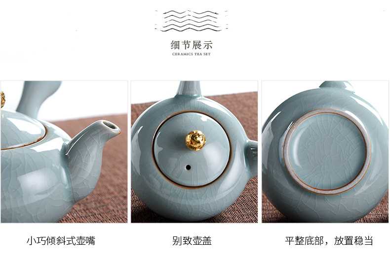 Beauty cabinet household contracted elder brother up with ceramic tea set suit Japanese kung fu tea cup lid bowl of tea