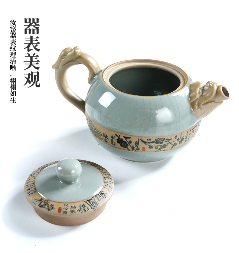 Beauty cabinet elder brother up with ceramic teapot single pot of contracted open tea cups kung fu tea set household of Chinese style tea