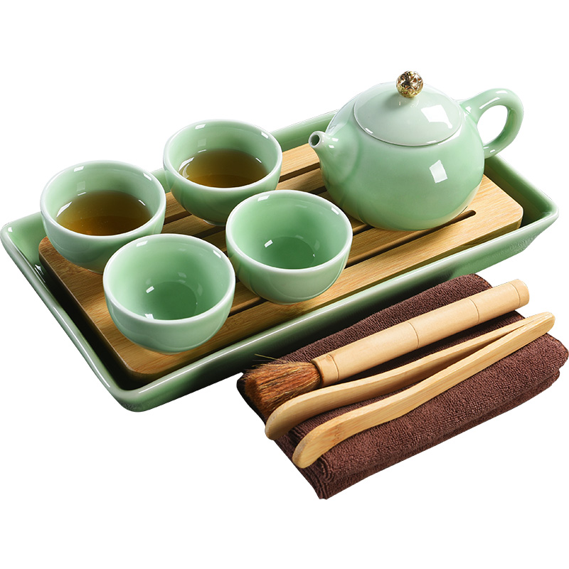 Beauty cabinet contracted celadon kung fu tea sets of household ceramic teapot teacup side small dry tea tea tray