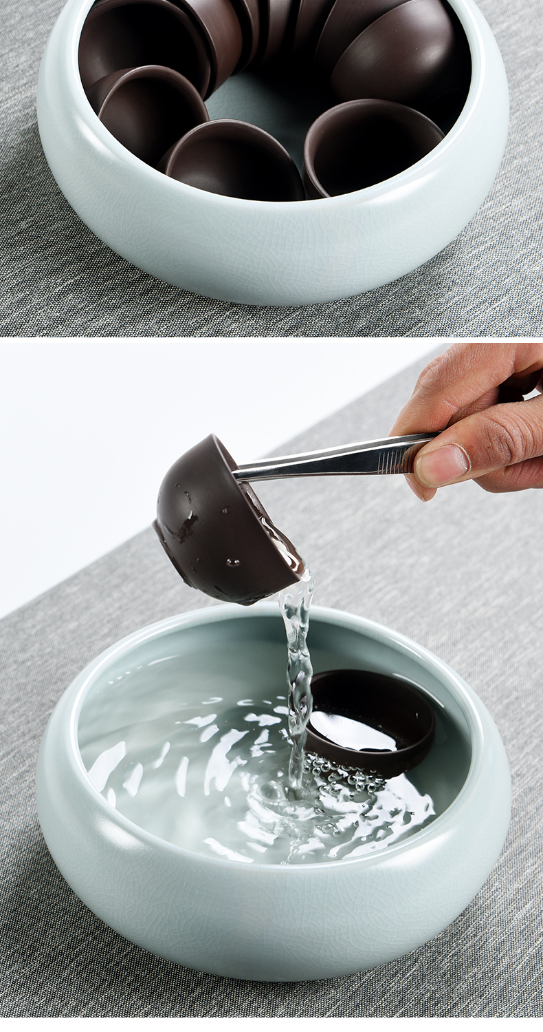 Beauty cabinet large tea to wash every open the slice your up porcelain kung fu tea set ceramic bowl with the writing brush washer wash cup tea taking with zero