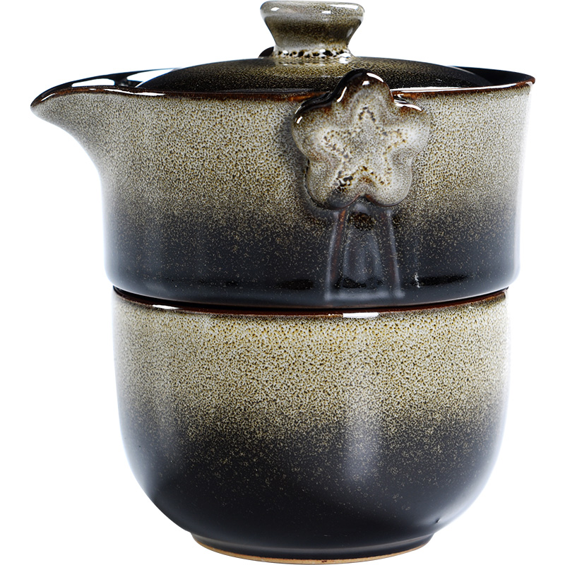 Beauty cabinet kung fu tea set variable temmoku glaze ceramic travel simple portable crack the teapot cup a pot of a suit