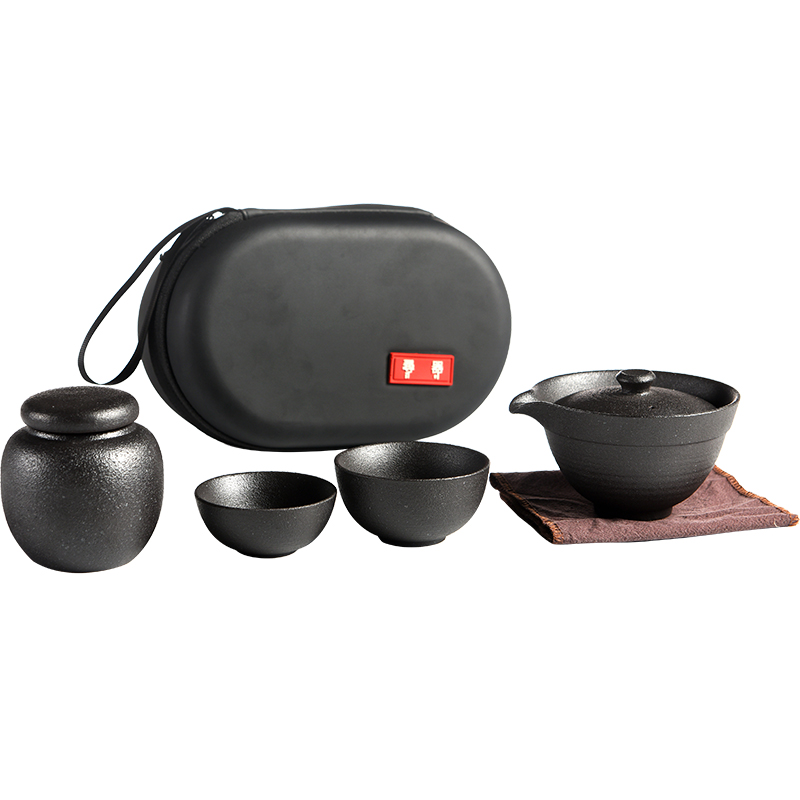 Beauty cabinet household kung fu tea set suit Japanese contracted coarse now crack pot 2 cup cup office portable travel package