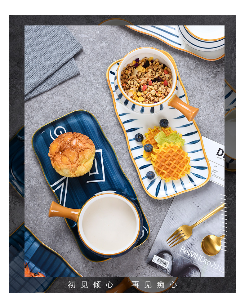 Japanese dishes suit household tableware ceramic bowl dish one eat breakfast cereal bowl of creative web celebrity move combinations